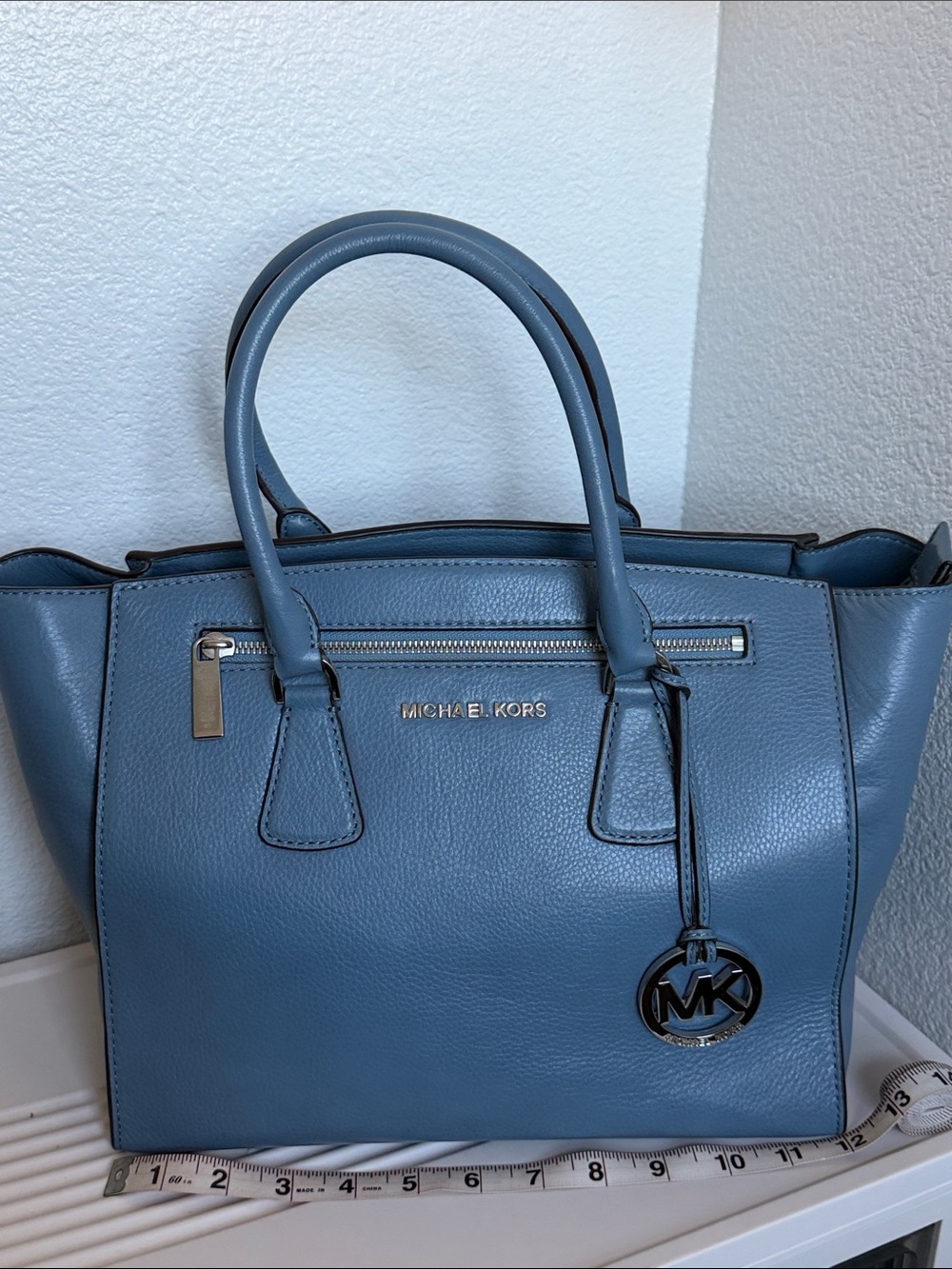 Michael Kors Denim Blue Leather Satchel.